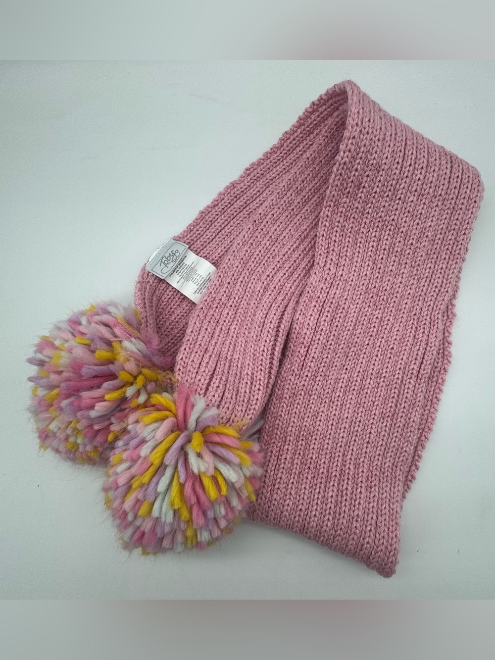 Toby NYC Girls Knit Scarf with Pom Poms